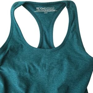Beyond Yoga Womens Racerback Tank Top Built In Shelf Bra Teal Heather Small